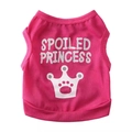 Hot pink pet vest for small dogs featuring silver glitter crown and spoiled princess print - S / Rose Red