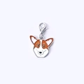 Pendentif tête de chien Corgi en émail orange et blanc avec fermoir mousqueton argent - 8 Corgi