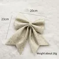 Champagne gold glitter Christmas bow ornament, size 20x23cm, for holiday tree decoration - 20cm Champagne Gold