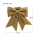Large 37cm sparkling gold glitter bow ornament for Christmas tree and wreath decoration - Large Gold Bow Knot