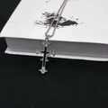 Hip hop silver cross necklace with black inlay and rhinestones on a white book - Xl0283* Chain Length 60cm