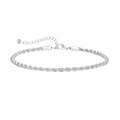 Silver twisted rope chain bracelet with lobster clasp and adjustable extender link - Silver 7 (Rope Chain)
