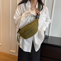 Sac de poitrine en toile verte avec sangle réglable et lettres brodées femme - Vert