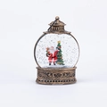Lanterna di Natale in bronzo vintage con Babbo Natale e albero con glitter - Palla di Neve Babbo Natale / Bronzo