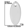 Detailed size chart of silver oval stainless steel pendant with dimensions in inches and cm - Single Pendant (Steel Color)