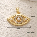 Detailed view of evil eye charm with dimensions 19x25mm and weights 1.8g on white background - Pearl Eye