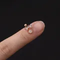 Rose gold bow stud earring with zircons and screw back ball design for helix piercing - Bow Dangle (347-3#R)