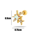 Gold snowflake cartilage stud with rainbow gemstone, dimensions 0.9cm by 0.75cm - Gold Iridescent Snowflake Style (3# Gold)