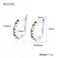 Rainbow cubic zirconia hoop earrings in S925 sterling silver with detailed dimensions - 925 Silver / Silver Multicolor