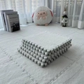 Thickened interlocking plush floor tiles in white and grey for bedroom home decor - 60*60*1.0cm / White