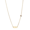 Detail of infinity symbol pendant in gold with a clear zircon on a delicate chain - Infinity Style (XN401-6)