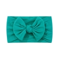 Soft nylon baby headband with large teal bow, highly elastic and comfortable for infants - Teal