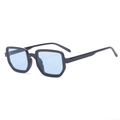 Gafas de sol retro negras rectangulares con lentes azul claro para hombre y mujer - Montura Negra Lentes Azules