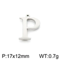 Polished silver stainless steel letter P pendant charm for necklaces, size 17x12mm - Letter P (KLJ1423-Z) / Steel