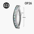 G23 titanium curved navel piercing ring with opal stones, 1.6mm gauge and 10mm length - 1.6x10mm / Steel + OP26 Opal