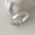Minimalist S925 sterling silver open ring with frosted finish and clear gemstones - J5924 Matte Zirconia Open