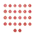 Full set of 26 red enamel and gold letter charms for DIY jewelry making - 26 Letters/Set / Red
