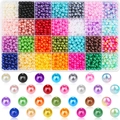 28-color 6mm ABS pearl bead set for DIY jewelry making in clear storage box - 6mm Round Beads (No Accessories) / Style 2# (28 Colors Approx 1960pcs)