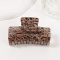 Rectangle tortoise hair claw clip with leopard pattern and subtle glitter finish - Dark Brown and Black Leopard Print (C6-3-21)