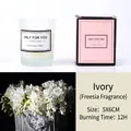 Ivory scented soy wax candle in frosted glass with freesia aroma and gift box - Ivory White (Freesia)