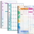 A6 6-hole macaron watercolor budget and monthly planner refills for loose-leaf binder - Colorful Gradient 3-Piece Set (82 Sheets)