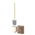 Scopino per WC beige in silicone con supporto a parete e confezione regalo marrone - Stile Antigoccia / Bianco Crema (Galvanizzato)