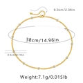 Detail view of 18K gold plated chain with 11 zircon stones and size specifications - KN0175/Bezel Set Zircon Fine Chain