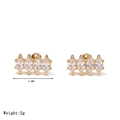 Gouden oorknopjes met vier marquise zirkonia steentjes, 9,6 mm breedte per paar - Stijl I Goud