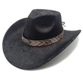 Cappello da cowboy nero stile western con trama a pelle di serpente e logo toro - M (56-58cm) / Motivo Serpente Nero