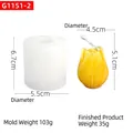 Silikonform für Tulpenkerzen mit fertiger gelber Blume zum Größenvergleich - G1511-2 Blühende Tulpe