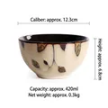 Japanese style ceramic bowl with hand-painted leaf pattern 12.3cm diameter 420ml capacity - 4.8 Inch / Vine Leaf