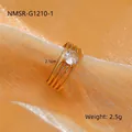 18k gold plated multi-layer stainless steel ring with clear round cubic zirconia stone - One Size / Gold with White Zirconia
