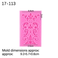 Pink silicone mold for baroque embossed lace cake decorations with size measurements - 4# Baroque Scrollwork / Pink
