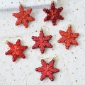 Rode sneeuwvlok kerstornamenten set met matte en glanzende afwerking voor de kerstboom - Rode Sneeuwvlok 6-delige Set / Rood
