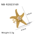 Dettaglio dell'anello regolabile a stella marina dorata con mini perle da 4,0 cm - Aperto Regolabile / Forma di Stella Marina con Perla(NB-R2023169)