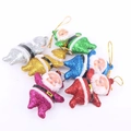 Set of 6 glitter Santa Claus hanging ornaments in assorted colors for Christmas tree decor - 7cm / Colorful