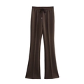 Pantaloni a zampa marrone cioccolato da donna con vita alta e coulisse regolabile - S / Pantaloni a zampa / Pantaloni Caffè