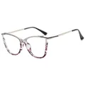 Cat eye glasses frames in translucent grey and tortoise pattern with metal temples - Upper Gray Lower Tortoise