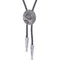 American Pride Bolo-Krawatte in Silber mit Adler-Motiv und schwarzem Lederband - Amerikanischer Adler Antiksilber