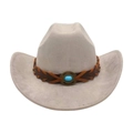 Chapeau de cowboy vintage en feutre gris clair avec lien en cuir et boucle turquoise - Taille unique / Gris (Corde Croisée)