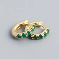 Orecchini a cerchio in argento S925 dorato con zirconi verdi smeraldo micro-pavé - Color Oro (Zirconia Verde)
