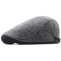 Béret gris rétro à rayures avec doublure polaire chaude et boucle de réglage latérale - Style À Rayures Diagonales (5060253507072) / Gris clair