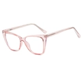 Fashionable pink transparent cat-eye glasses with TR90 metal core and square frame design - Pink