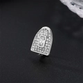 Silver hip hop single grillz with rectangular and round pavé cubic zirconia - Square Zircon / Silver