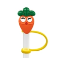 Cute carrot shaped silicone straw cover cap in vibrant orange and green finish - Cartoon Carrot-1750-26