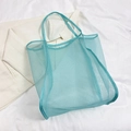Borsa in rete verde menta con manici rinforzati per spiaggia e shopping estivo - Blu