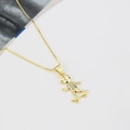 Golden box chain necklace featuring a skateboarder boy pendant with sparkling zircons - Real Gold Plated / White Zircon / Skateboard Boy