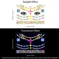 Neon UV glow face tattoos JFA-007 with stars and leopard print for music festivals - Gold Powder Fluorescent JFA-007