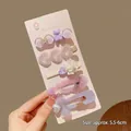 5-piece lavender purple hair clip set with resin bear and heart charms, approx. 5.5-6cm - #17#5198 Purple Heart 5-piece Set