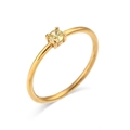 Minimalist 18K gold plated thin ring featuring a round light yellow birthstone inlay - Olive Yellow
